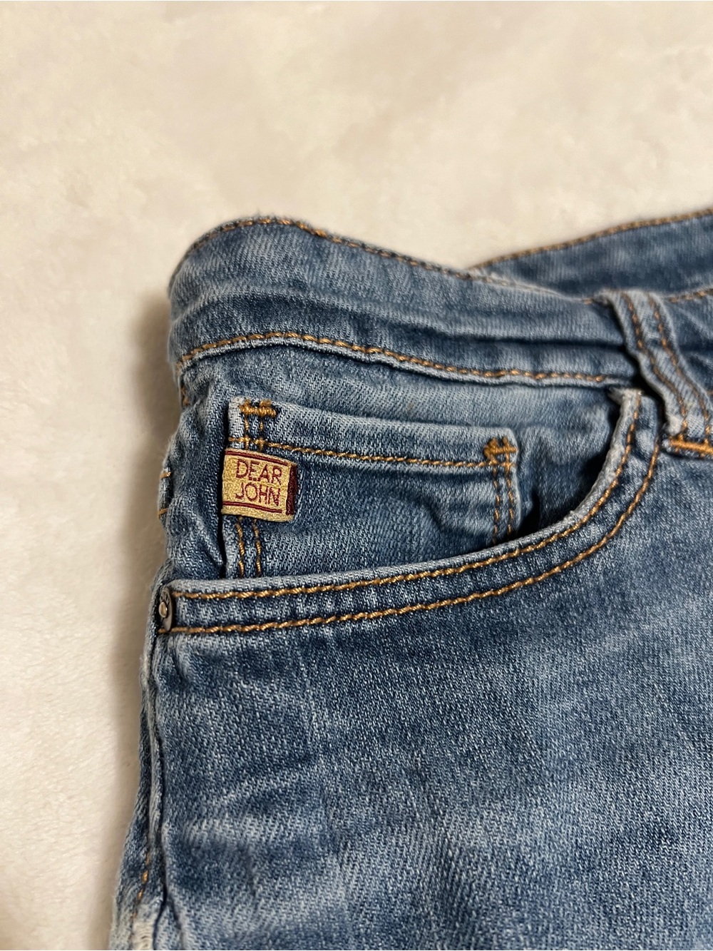American Standard Dear John Modern Luxury Vintage Mid-Wash Denim Shorts - Blue - Picture 2 of 6